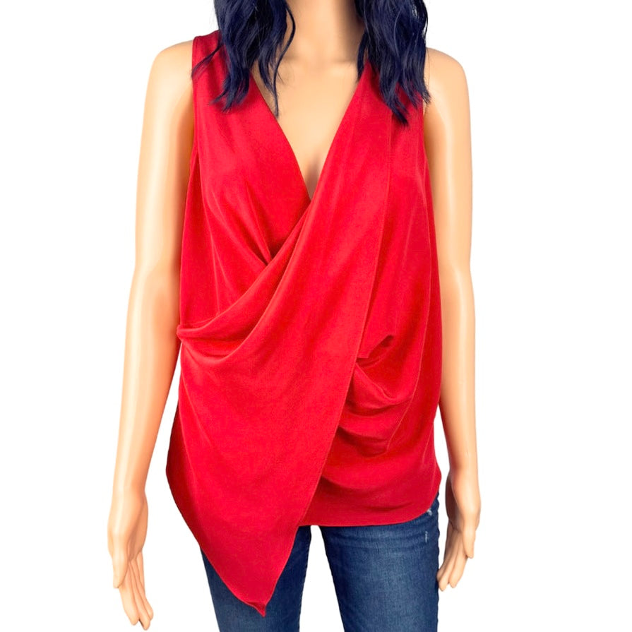 Amanda Uprichard Red Silk Drapey Blouse - Medium