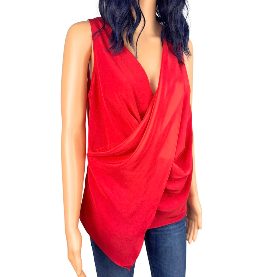 Amanda Uprichard Red Silk Drapey Blouse - Medium