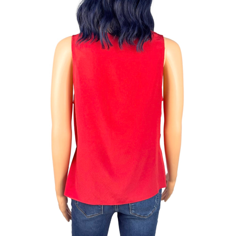 Amanda Uprichard Red Silk Drapey Blouse - Medium