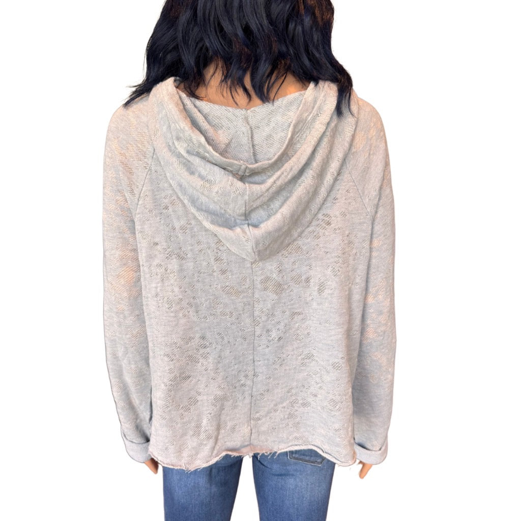 Anthropologie Maronie Light Gray Lace Up Hoodie - Large NEW