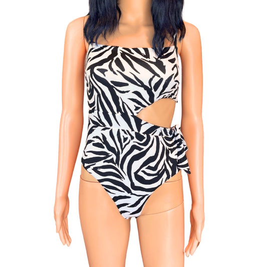 AQUA Cutout Animal Print One Piece Swimsuit - Medium NWT