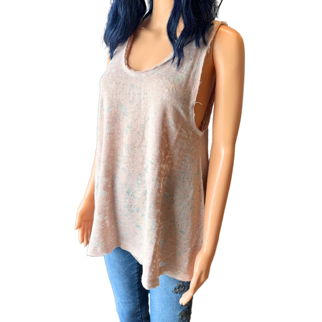 Anthropologie Maronie Distressed Washed Pink Tank Top - Small NEW