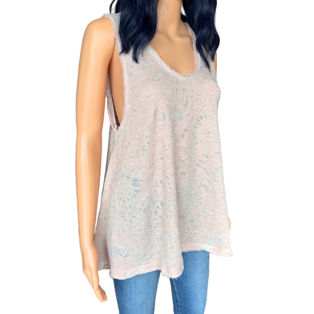 Anthropologie Maronie Distressed Washed Pink Tank Top - Small NEW