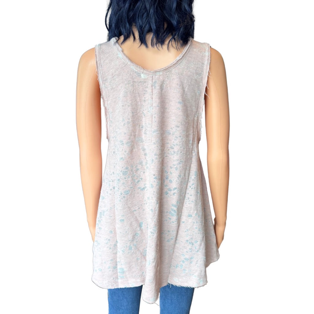 Anthropologie Maronie Distressed Washed Pink Tank Top - Small NEW