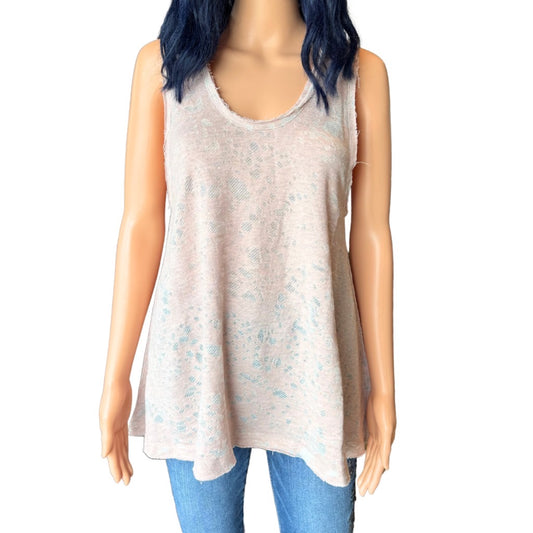 Anthropologie Maronie Distressed Washed Pink Tank Top - Small NEW