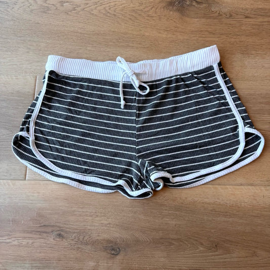 Anthropologie Maronie Ribbed Gray White Striped Casual Shorts - Medium NEW