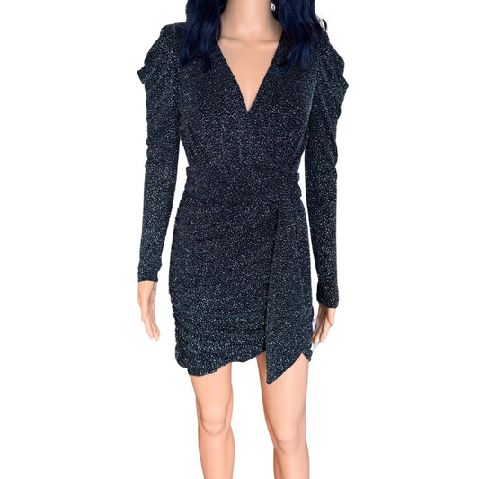 Aqua Formal Black Metallic Mini Dress - 4 NWT